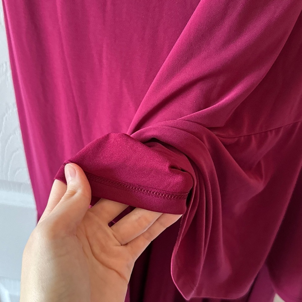 Express Strapless Asymmetrical Ruffle Maxi Dress, Fuchsia, Size Medium - Picture 9 of 15